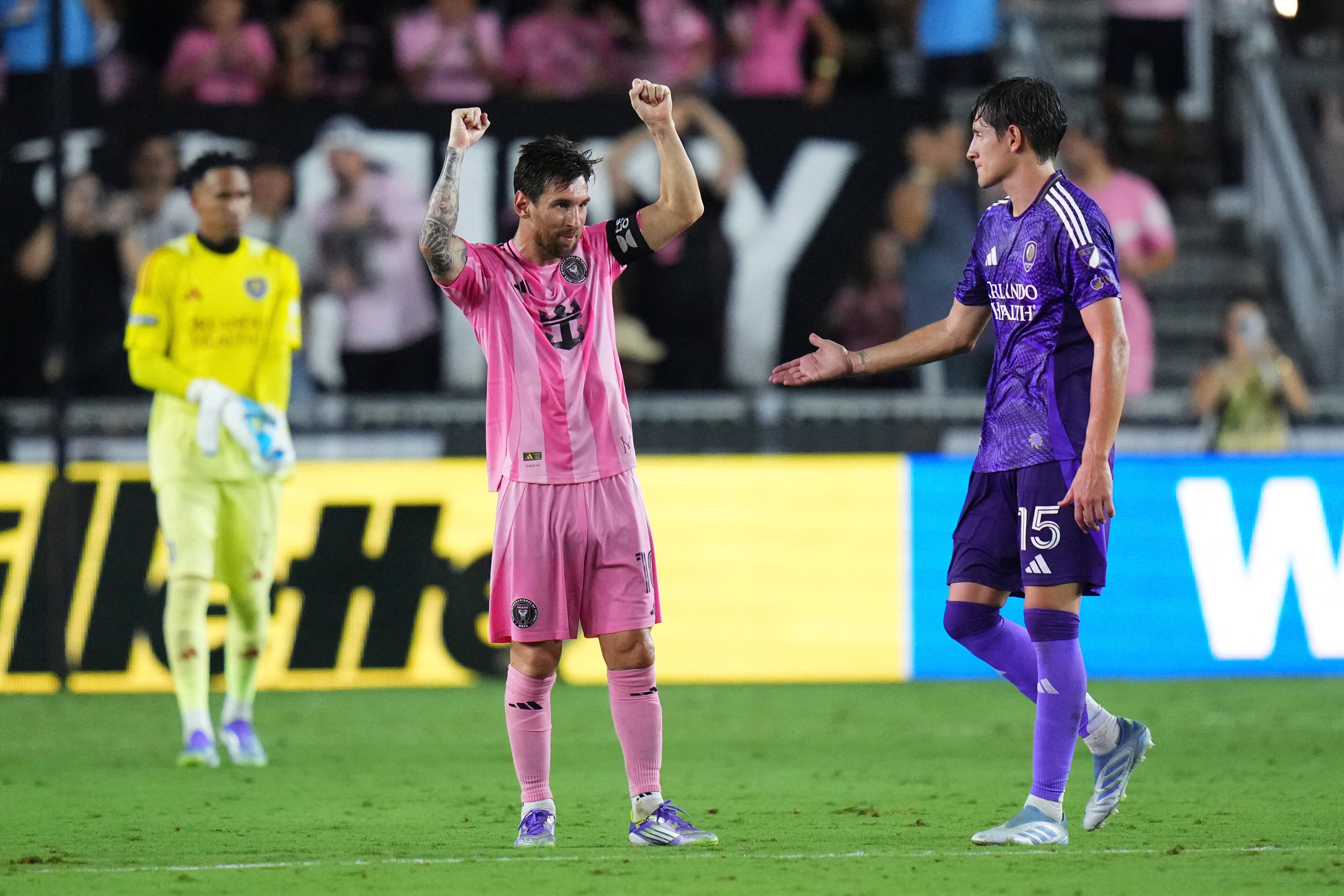 Con doblete de Messi, Inter Miami derrotó al Orlando City y clasificó a la final de la Leagues Cup. Rich Storry/Getty Images/AFP (Photo by Rich Storry / GETTY IMAGES NORTH AMERICA / Getty Images via AFP)