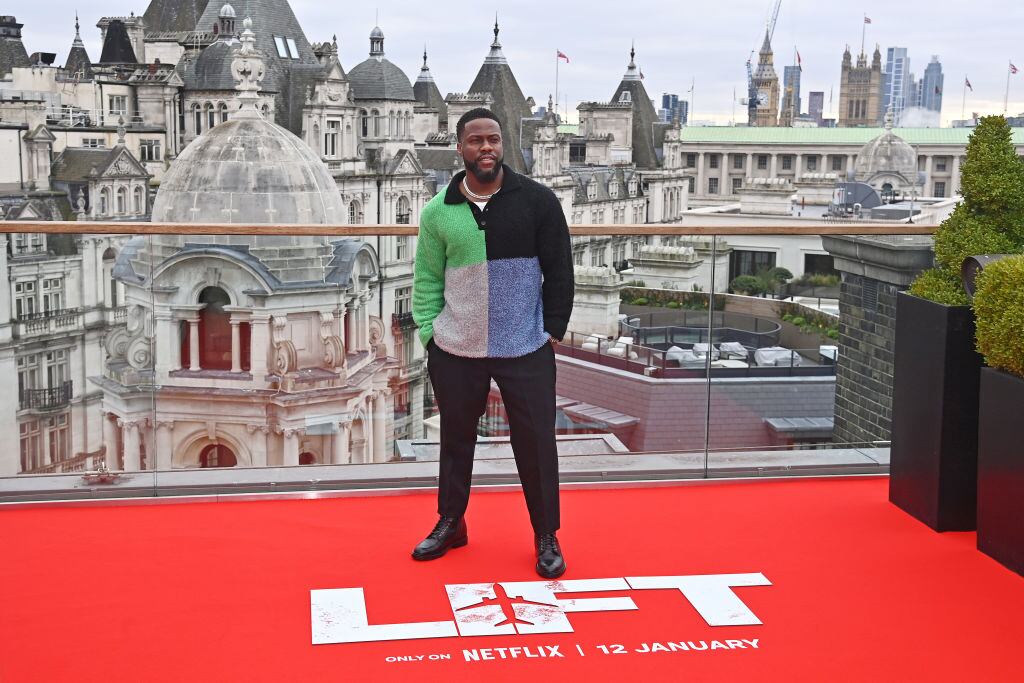 Kevin Hart, actor estadounidense en un evento previo al lanzamiento de Lift. Foto: Getty Images.