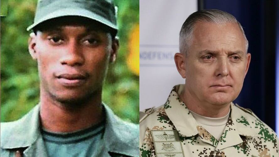 El general Alberto José Mejía (i), comandante de las Fuerzas Militares, viajó a Tumaco para supervisar las labores de búsqueda de "Guacho". Foto: Colprensa