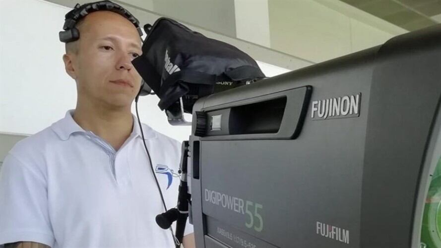 Ríos era uno de los camarógrafos de las transmisiones del fútbol colombiano y trabajaba para la productora de televisión Tele5.. Foto: Facebook de Jaime Andrés Ríos