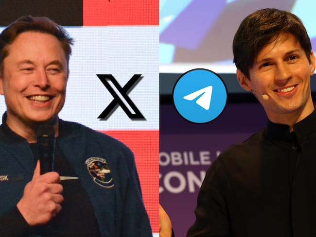 Dueño de la red social X, Elon Musk. FOTO: ROBIN LEGRAND/AFP via Getty Images. // Fundador de Telegram, Pável Dúrov. FOTO: AOP.Press/Corbis via Getty Images