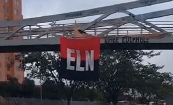 Bandera del ELN en el sur de Bogotá. 22 de julio de 2024. Foto: Captura de pantalla.