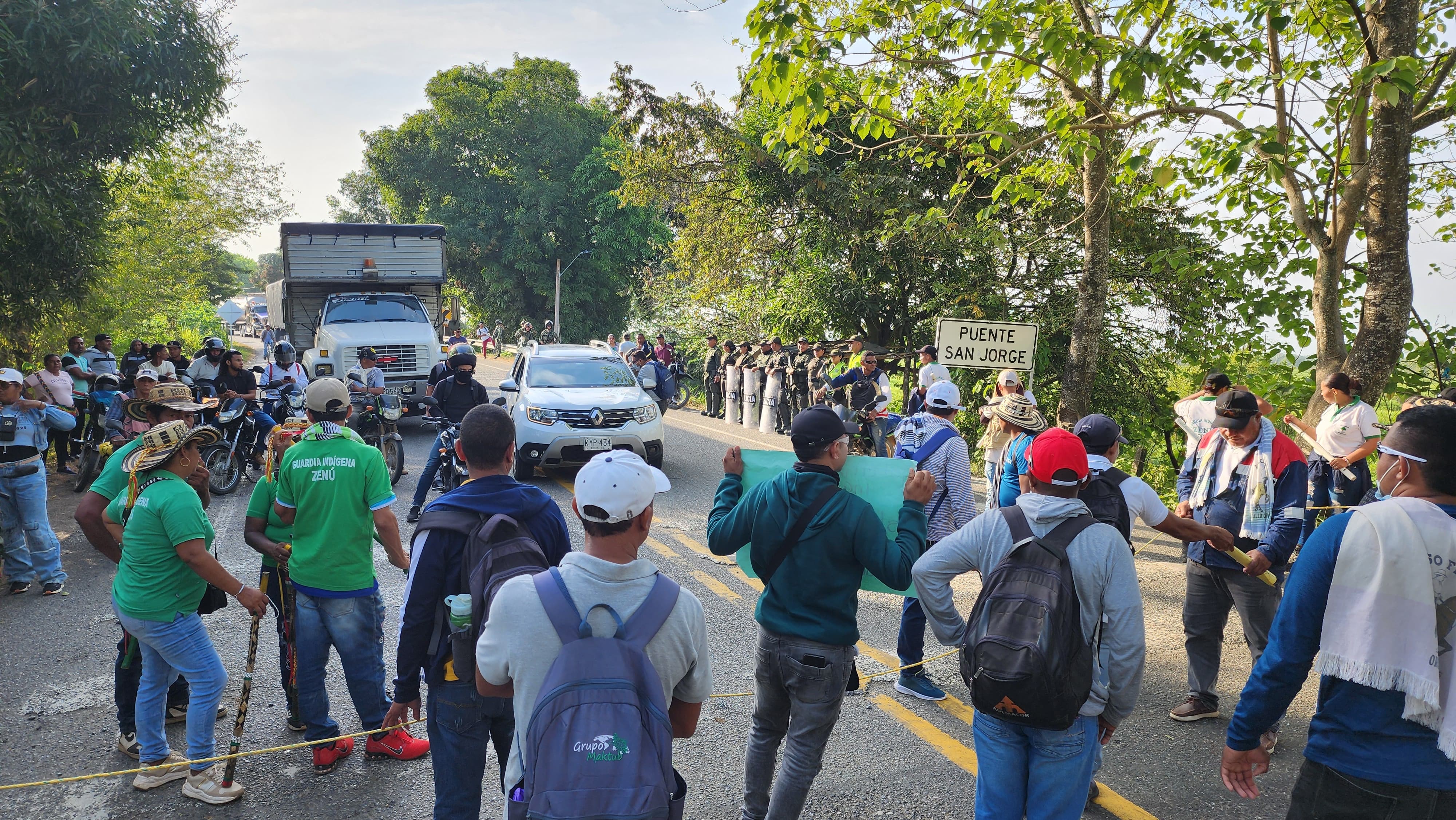 Comunidades indígenas anuncian bloqueos en rutas nacionales de Córdoba, Sucre y Cesar. Foto: Policía (referencia).