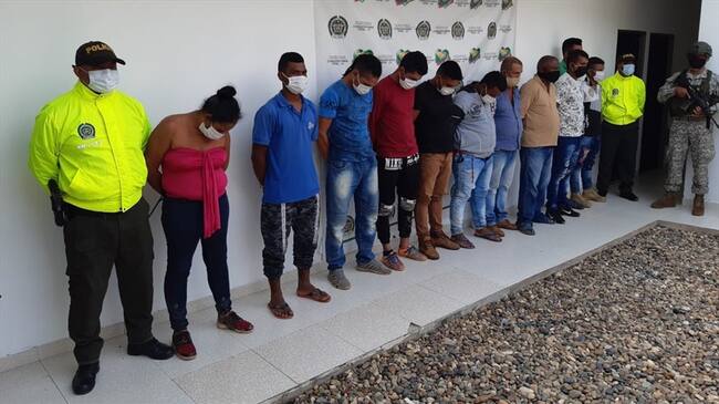 Los 11 capturados en el sur de Bolívar ya fueron dejados a disposición de la Fiscalía. Foto: Cortesía