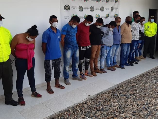 Los 11 capturados en el sur de Bolívar ya fueron dejados a disposición de la Fiscalía. Foto: Cortesía
