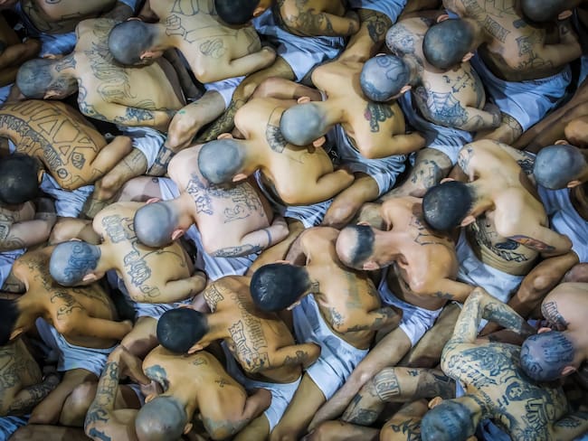 Maras prisioneros en El Salvador. (Photo by Press Secretary Of The Presidency Of El Salvador / Handout/Anadolu Agency via Getty Images)