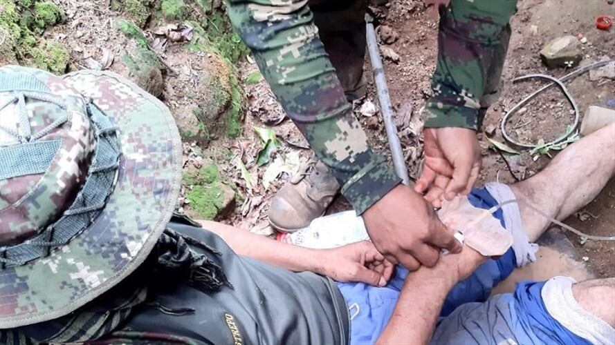 El hombre fue rescatado en zona rural del municipio de El Patía . Foto: Ejército Nacional