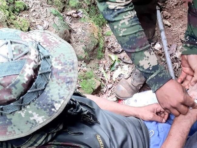 El hombre fue rescatado en zona rural del municipio de El Patía . Foto: Ejército Nacional