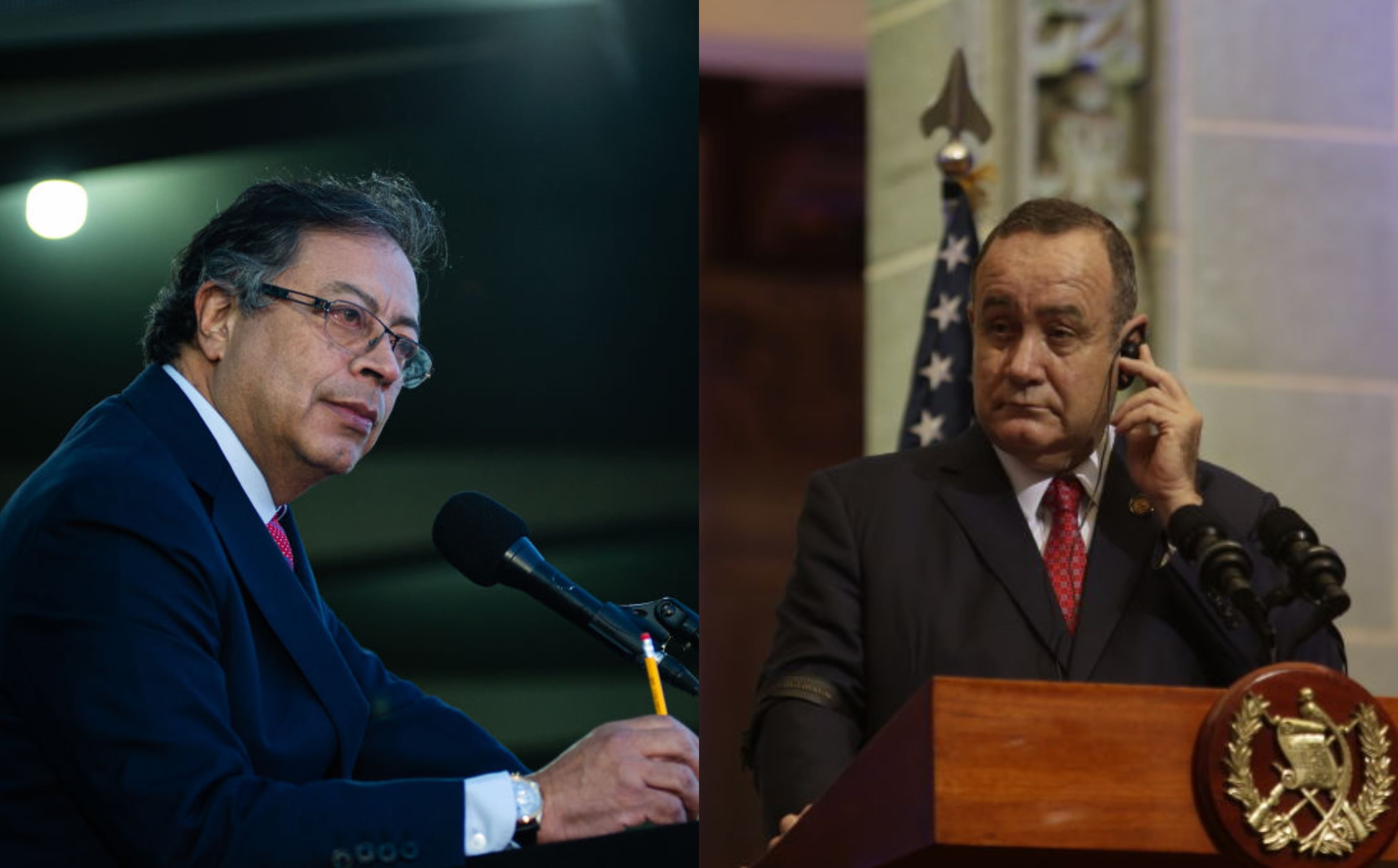 Presidente de Colombia, Gustavo Petro y presidente de Guatemala Alejandro Giammattei. Fotos: GettyImages