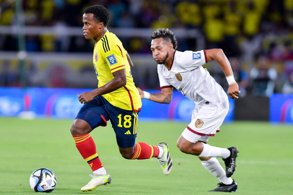 John Arias en el partido ante Venezuela en Barranquilla. (Photo by Gabriel Aponte/Getty Images)