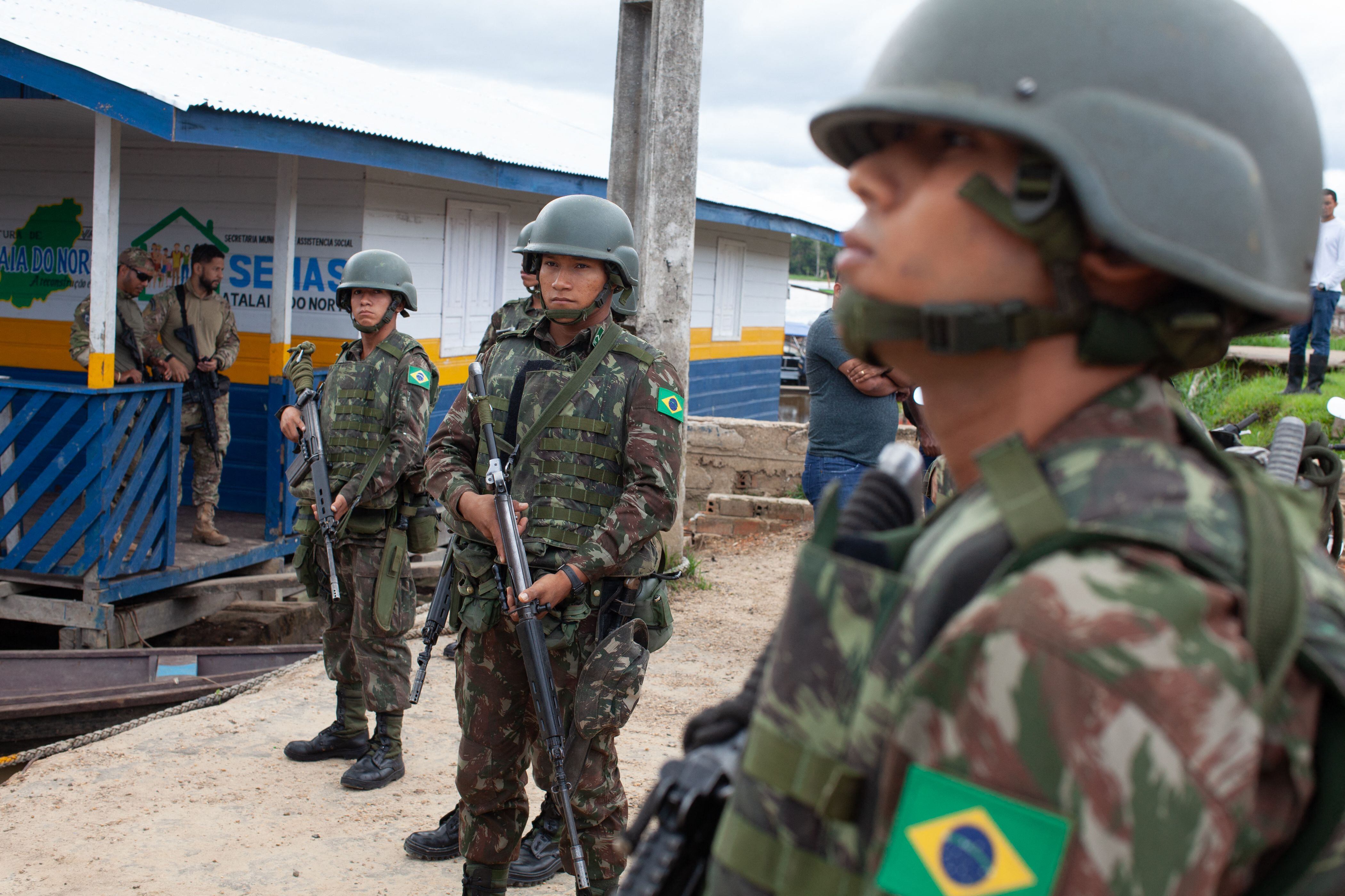 Boat with police and firefighters leave for the rescue and search work of Indigenist Bruno Pereira and Journalist Dom Phillips at the port of the city of Atalaia do Norte, Amazonas, Brazil, on June 11, 2022. - Brazilian authorities found Friday "apparently human" material in their search for British journalist Dom Phillips and indigenous activist Bruno Pereira, missing since Sunday in the Amazon, while investigating signs of excavations and disturbed soil in an area near the place where they were last seen. (Photo by Joao LAET / AFP) (Photo by JOAO LAET/AFP via Getty Images)