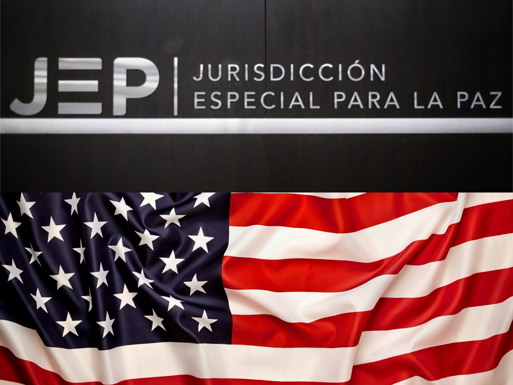 JEP y bandera de Estados Unidos. Foto: Colprensa / Getty Images