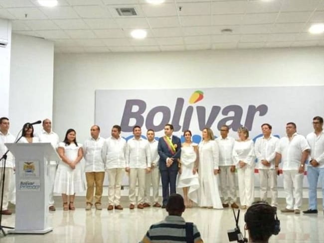 El nuevo gobernador de Bolívar, Vicente Blel Scaff, se presentó al público en el salón de La Paz de la Gobernación. Foto: Cortesía