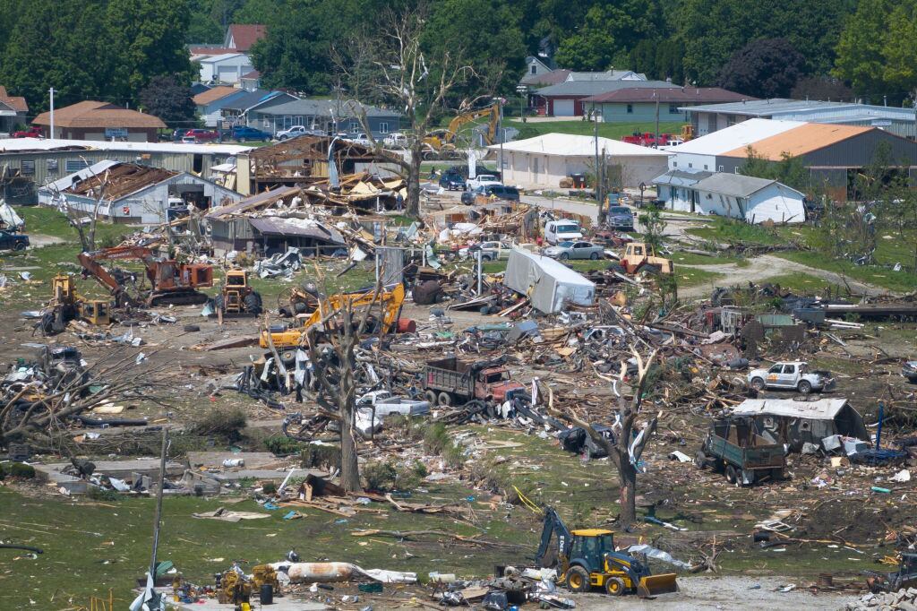 Tornado en Iowa. 22 de mayo 2024. Foto:  Scott Olson/Getty Images.