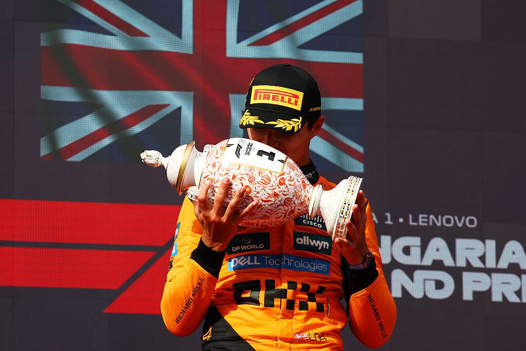 Lando Norris celebrando su victoria del GP Hungría / Getty Images
