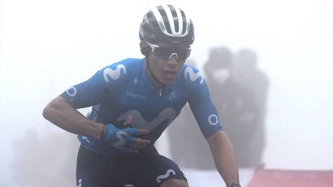 Miguel Ángel López, ciclista colombiano del Movistar Team ganó la etapa 18 de la Vuelta a España. Foto: MIGUEL RIOPA/AFP via Getty Images