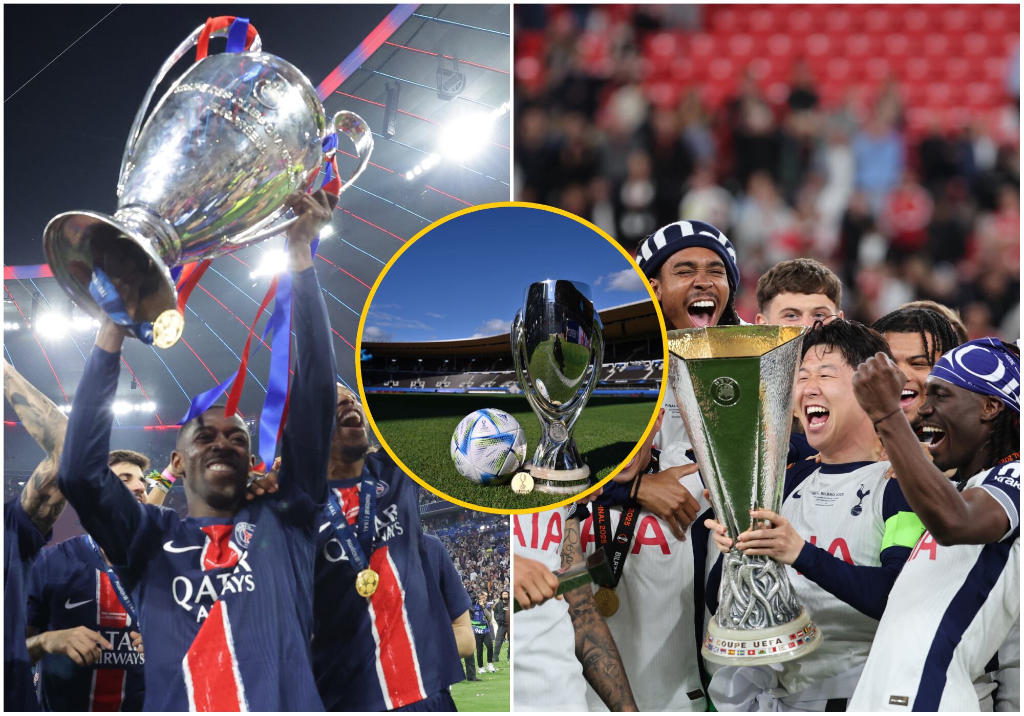 PSG y Tottenham se enfrentan en la final de la Supercopa de Europa. Foto: EFE/ Getty Images.