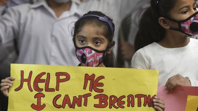 Una protesta contra la contaminación en Nueva Delhi el 6 de noviembre del 2016. Foto: Associated Press - AP