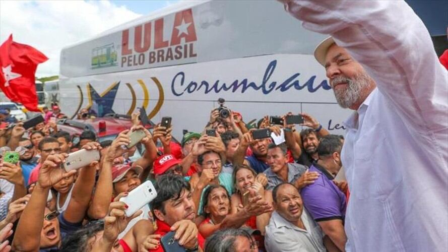 El expresidente brasileño Luiz Inácio Lula da Silva en un acto de su campaña a la presidencia de Brasil a la que aspira nuevamente. Foto: Agencia Anadolu