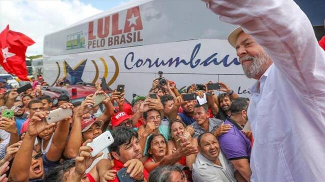 El expresidente brasileño Luiz Inácio Lula da Silva en un acto de su campaña a la presidencia de Brasil a la que aspira nuevamente. Foto: Agencia Anadolu