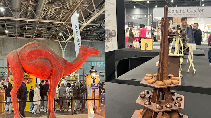 Así es el Salón del Chocolate en París: hay desfiles con vestidos hechos de cacao