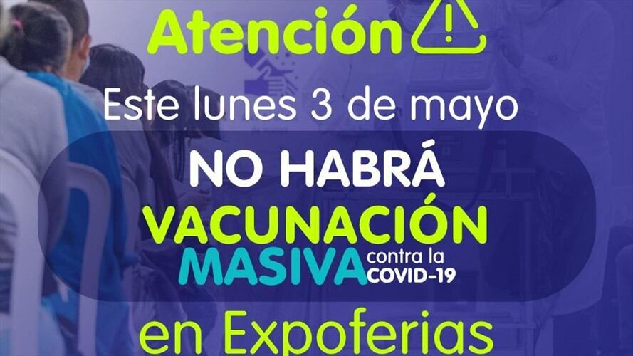 Hoy no hay vacunación en Expoferias. Foto: Enviada desde la Alcaldía de Manizales.