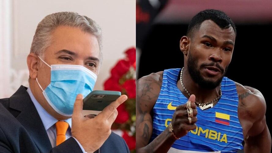 El presidente Iván Duque rompió el protocolo de la sanción de varias leyes para hablar telefónicamente con Anthony Zambrano. Foto: Agencia EFE