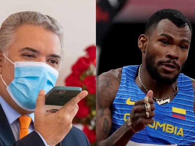 El presidente Iván Duque rompió el protocolo de la sanción de varias leyes para hablar telefónicamente con Anthony Zambrano. Foto: Agencia EFE