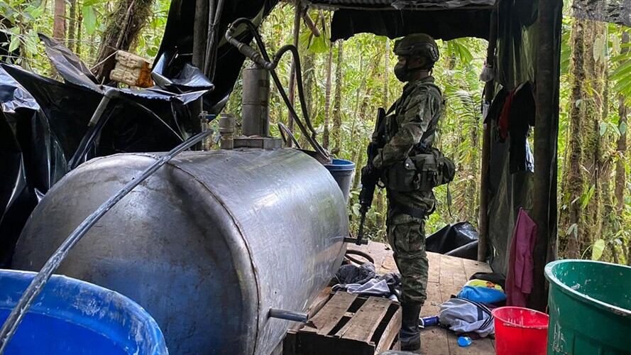 Laboratorio de alcaloides. Samaniego, Nariño. Foto: Ejército Nacional
