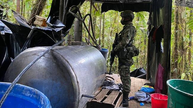 Laboratorio de alcaloides. Samaniego, Nariño. Foto: Ejército Nacional