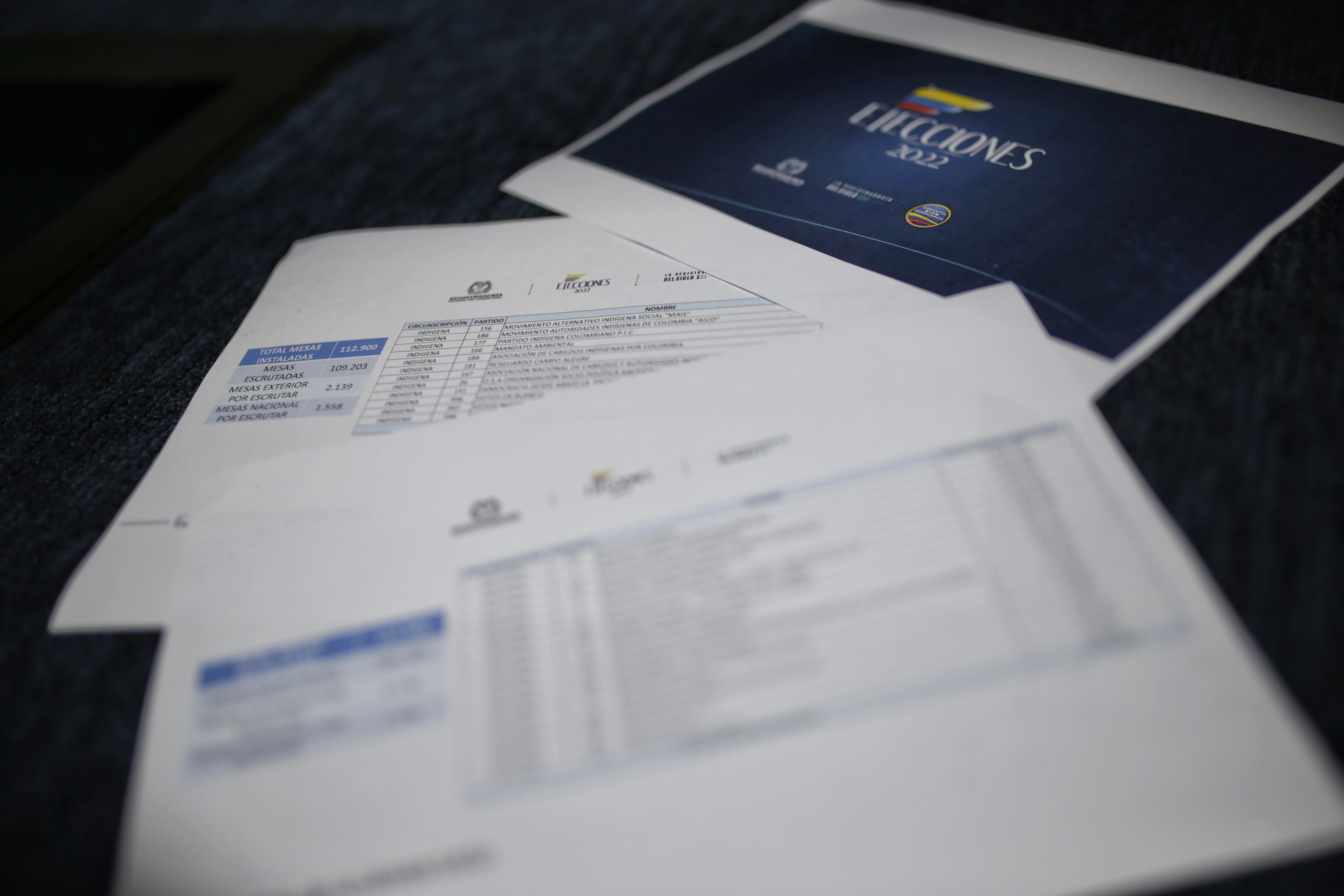 Foto de referencia de los formularios de la Registraduría del escrutinio de las elecciones del 13 de marzo. Foto: (Colprensa-Sergio Acero)