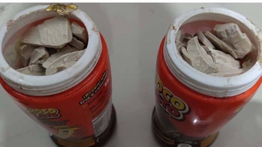 Córdoba: encuentran más de 700 gramos de base de coca en tarros de Chocolisto . Foto: Policía de Córdoba