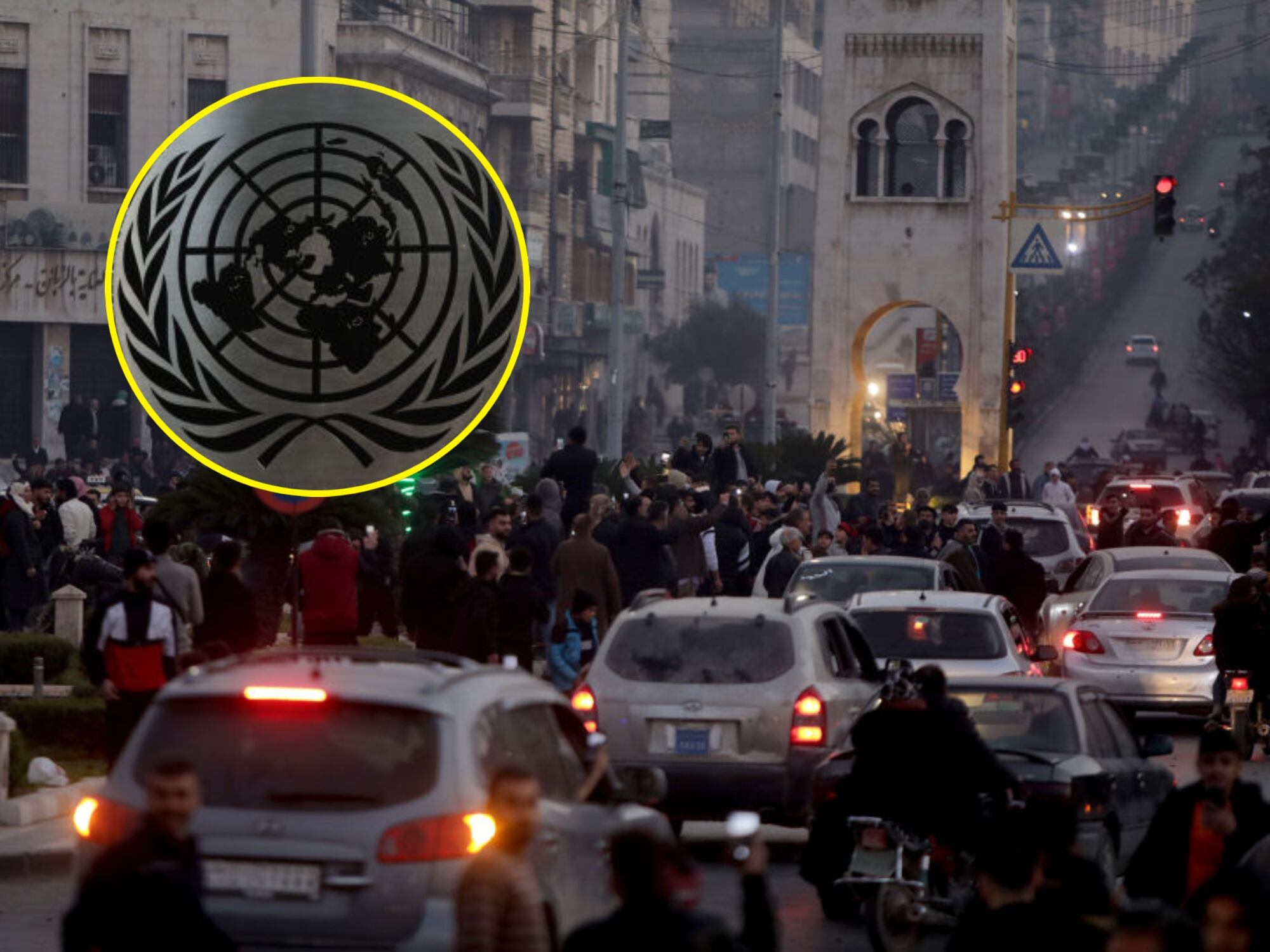 Desplazados en Siria. I Foto: Bekir Kasim/Anadolu via Getty Images. Logo de ONU. Foto: Getty Images.