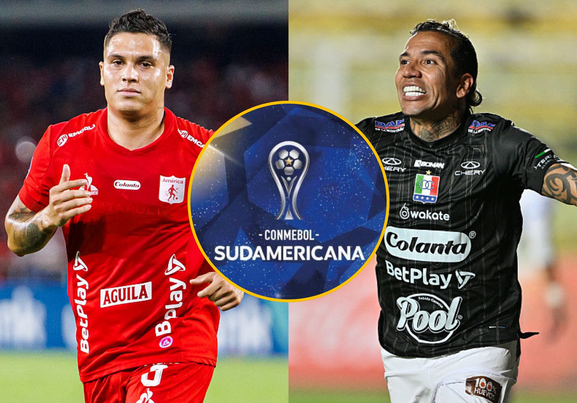 Juan Fernando Quintero y Dayro Moreno. Foto: (Photo by Mauricio Duque/Eurasia Sport Images/Getty Images) / (Photo by AIZAR RALDES/AFP via Getty Images)