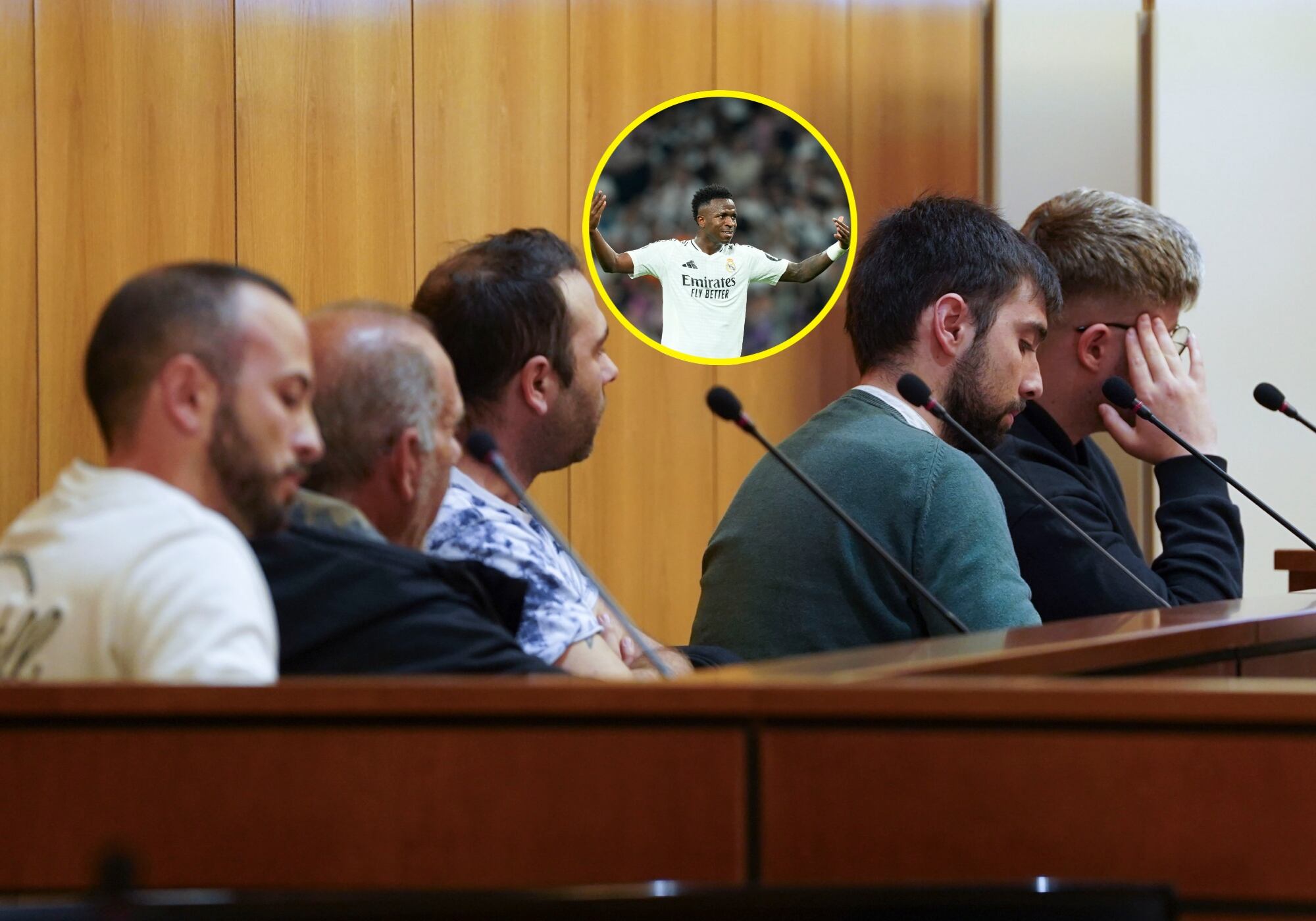 Cinco personas acusadas de lanzar insultos racistas a Vinícius Jr. fueron condenadas a un año de prisión. Foto: EFE/Getty Images.