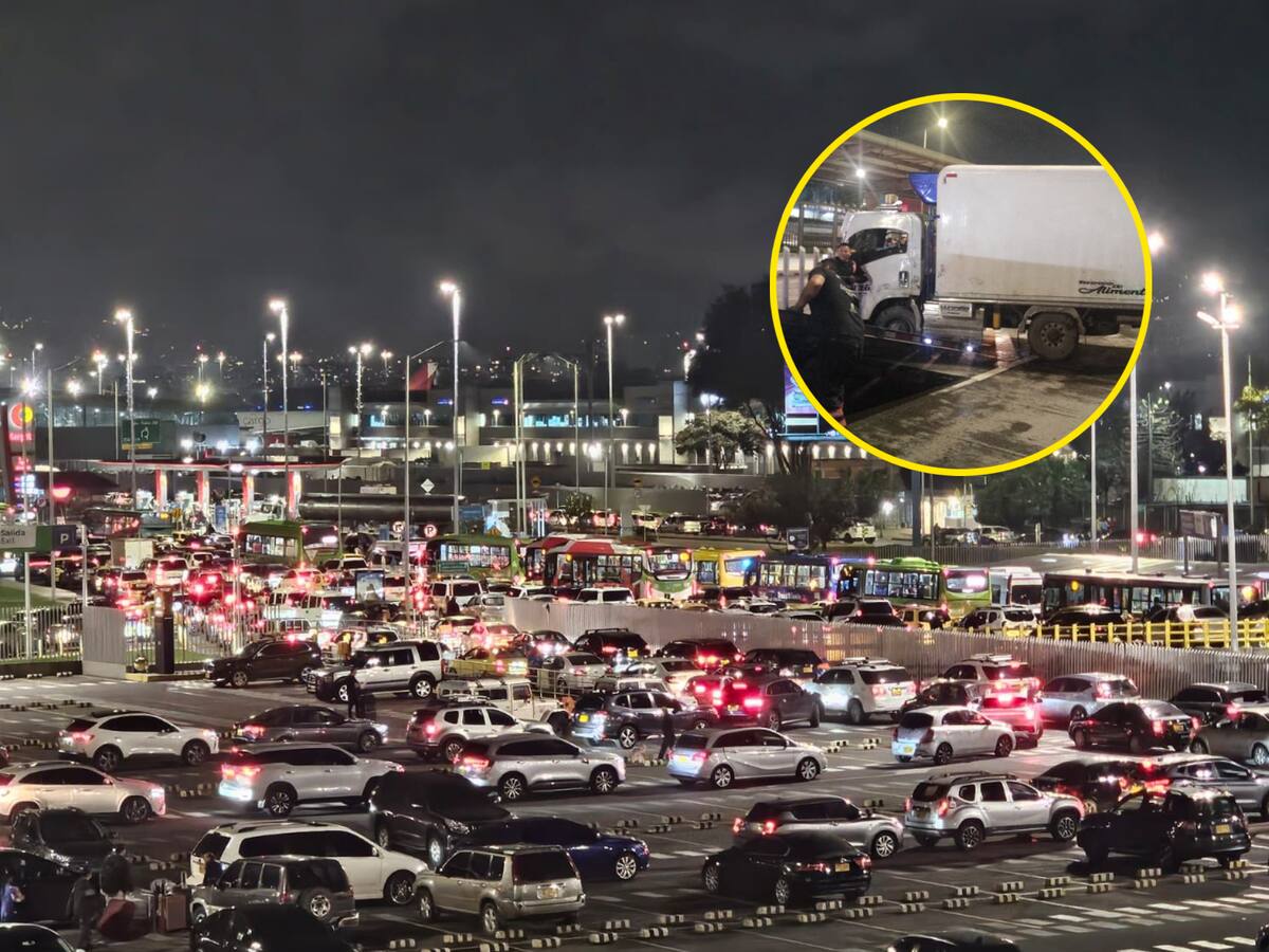 Trancón monumental en la Av. Dorado por camión volcado