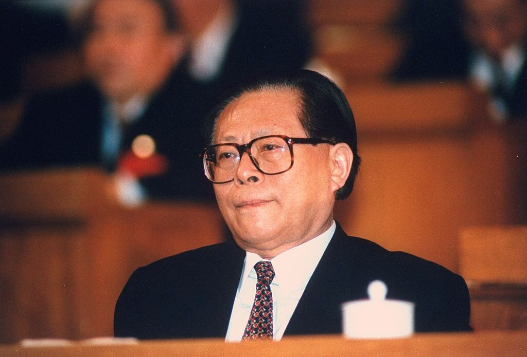 Communist Party Gen. Secy. Jiang Zemin during govt. mtg.    (Photo by Forrest Anderson/Getty Images)
