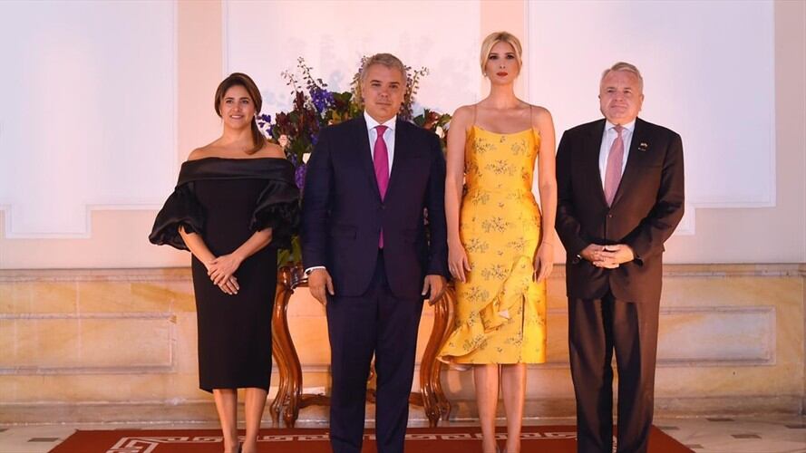 El presidente Iván Duque y la primera dama María Juliana Ruíz recibieron en la Casa de Nariño a Ivanka Trump, la asesora e hija del presidente de los Estados Unidos. Foto: Presidencia de la República