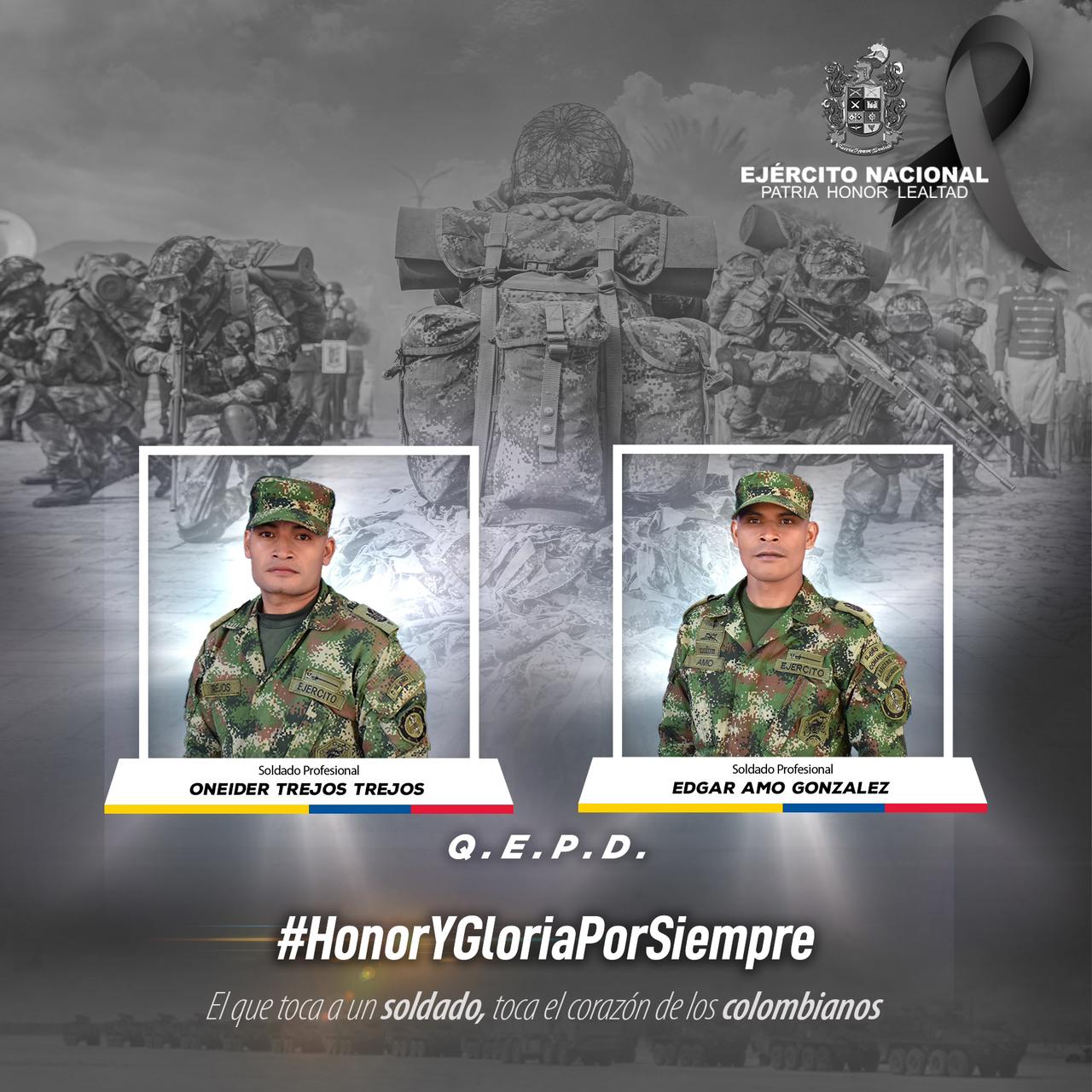 Dos soldados murieron tras combates con disidencias de las FARC en Cauca.