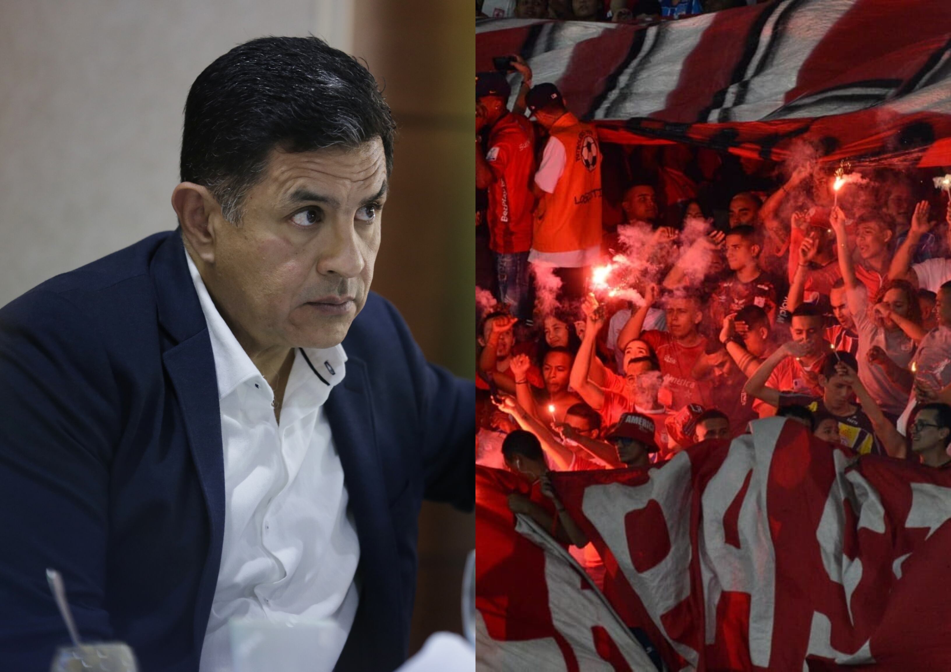 Jorge Ivan Ospina, alcalde de Cali e hinchada del América | Fotos: Colprensa
