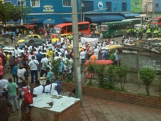 Protestan trabajadores del mercado público de Barranquilla . Foto: Cortesía