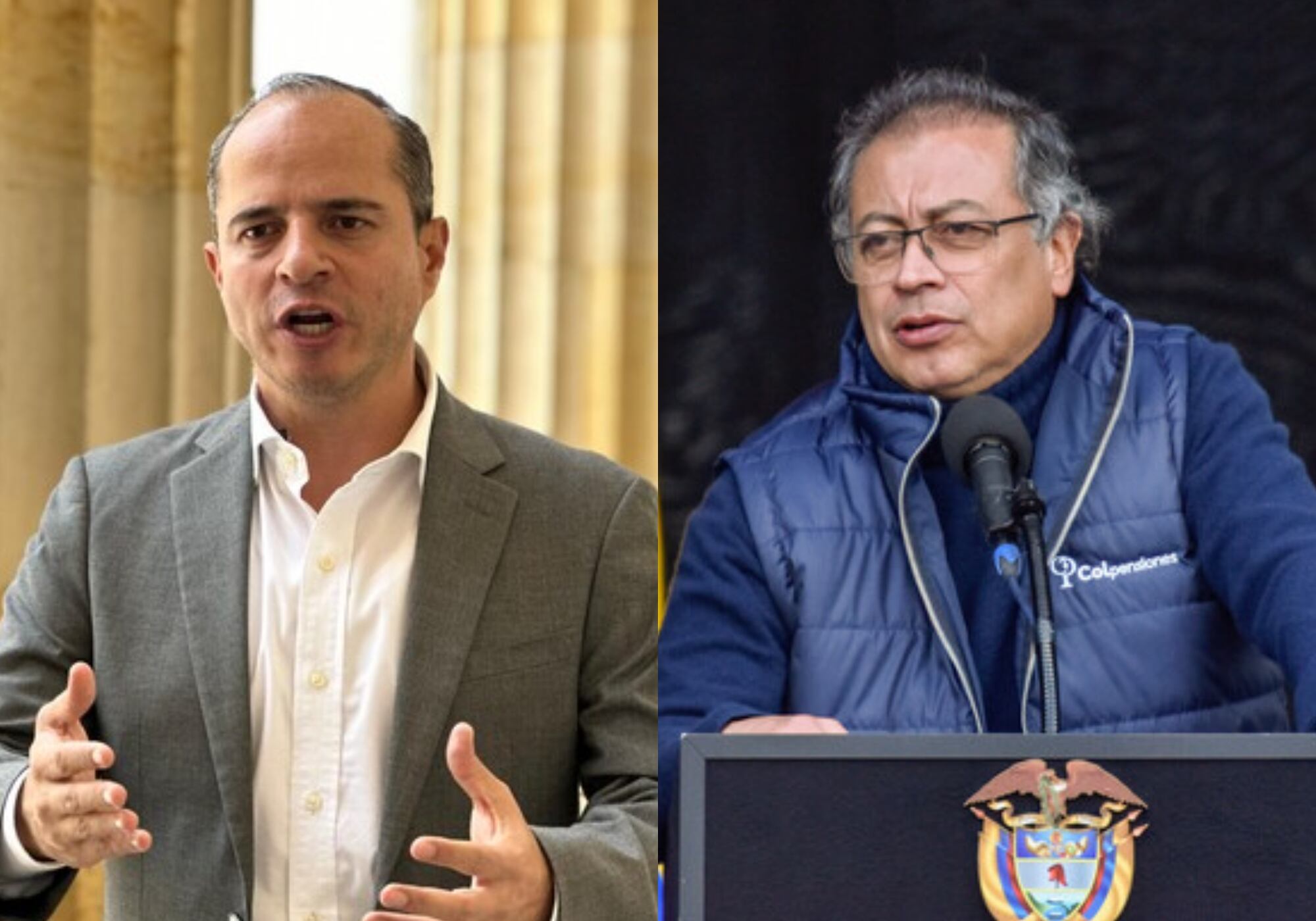 Juan Espinal y Gustavo Petro. Foto: (Colprensa-archivo representante Espinal) / (Colprensa - Catalina Olaya)