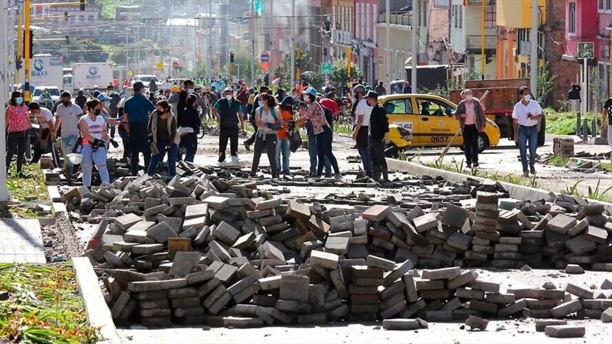 Habitantes del centro de Pasto en el marco del Paro Nacional. Foto: Colprensa
