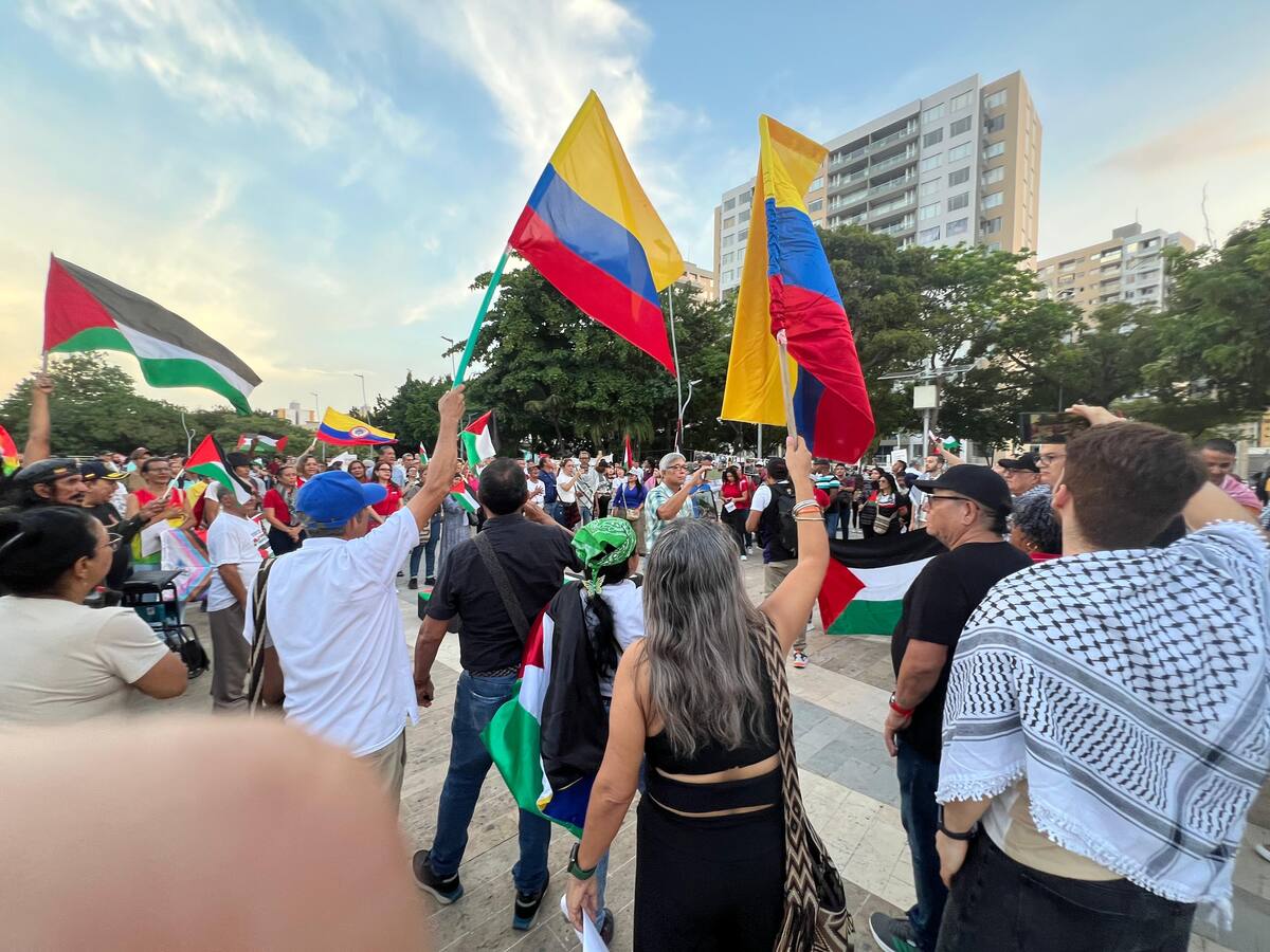 Centrales obreras lideraron plantón en Barranquilla en apoyo a Palestina