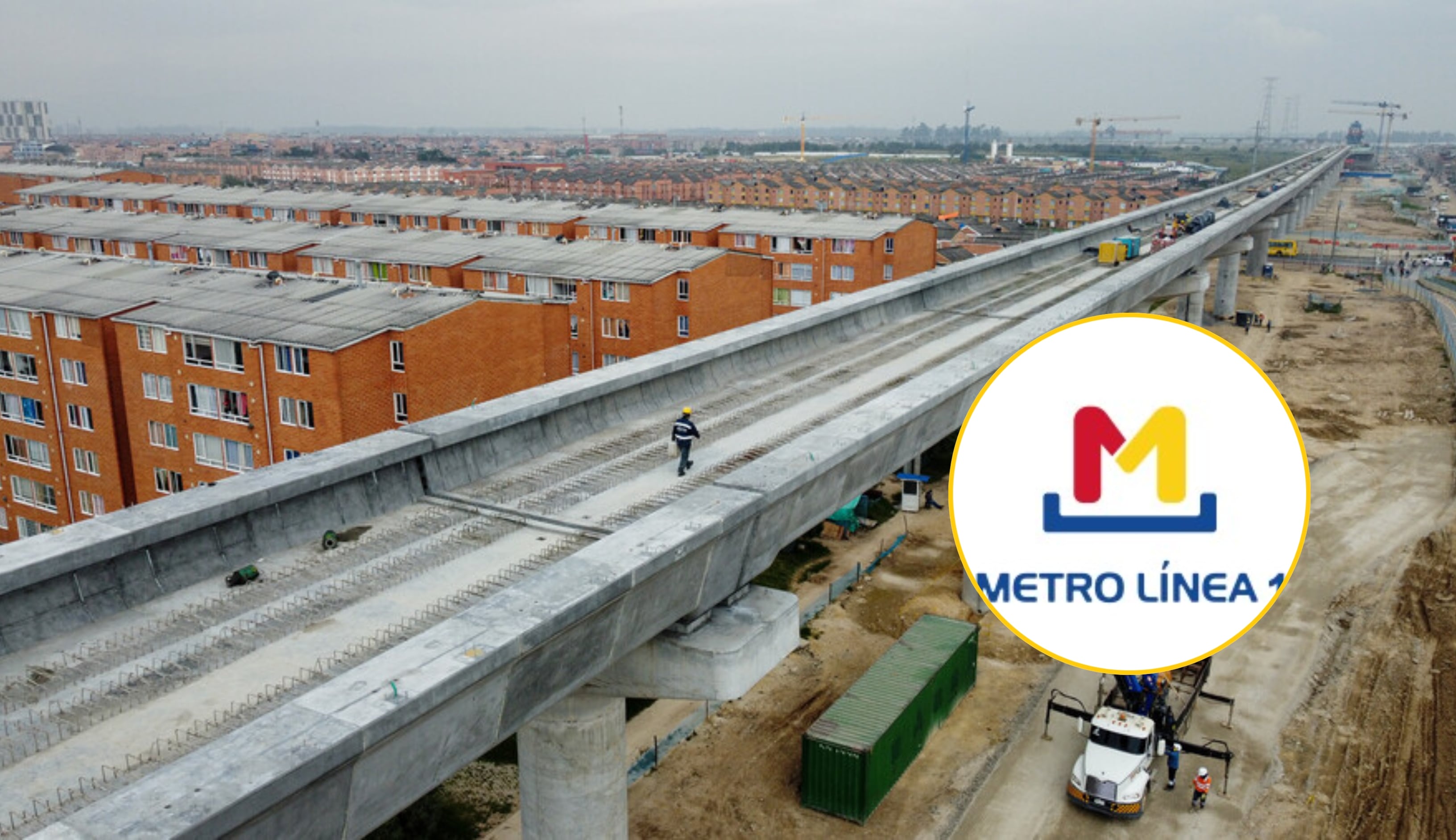 Avance Metro de Bogotá Av. Guayacanes y logo de Metro Línea 1 S.A.S. Foto: Colprensa - Santiago Arias / cortesía