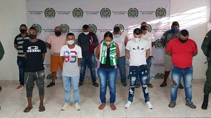 Capturan a 18 presuntos extorsionistas del Clan del Golfo en Córdoba. Foto: Cortesía Prensa Policía