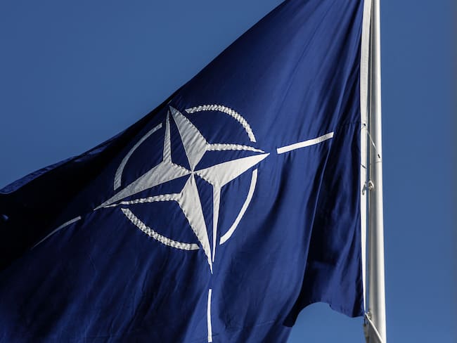 A photo taken on June 15, 2022, shows the North Atlantic Treaty Organization (NATO) flag at the NATO headquarters in Brussels, Belgium. (Photo by Valeria Mongelli / AFP) (Photo by VALERIA MONGELLI/AFP via Getty Images)