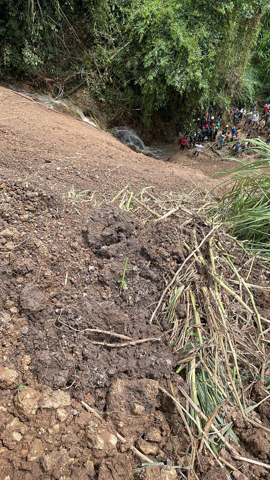 Derrumbe en la vereda Betania, en el municipio de Anserma, Caldas. Foto: Alcaldía de Anserma.