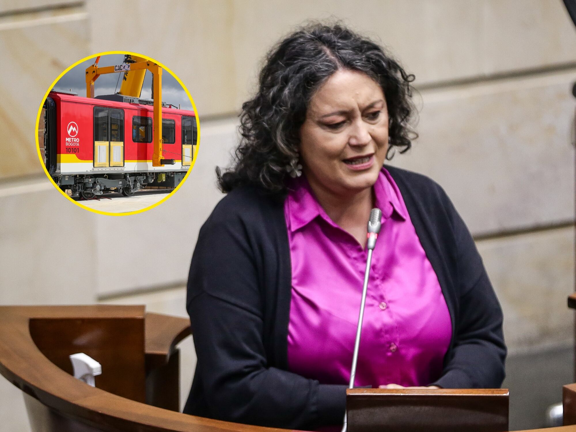 Angélica Lozano y metro de Bogotá. Fotos: Colprensa.