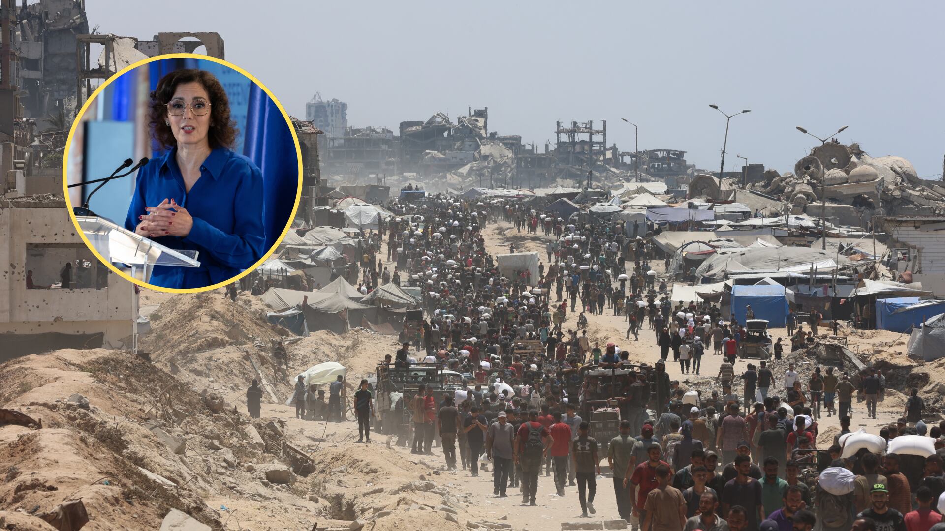 Gaza y Hadja Lahbib. Fotos: Getty Images.